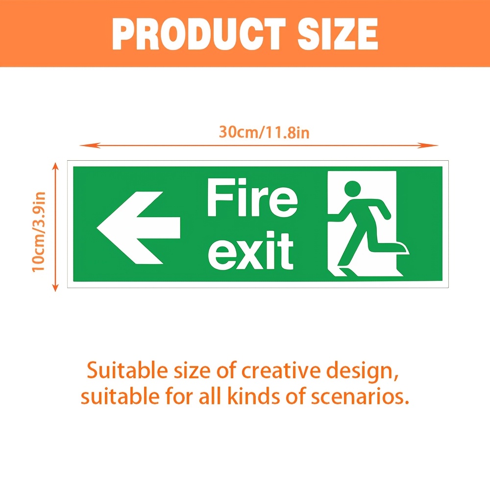 2pcs Safety Fire Exit Arrow Stickers