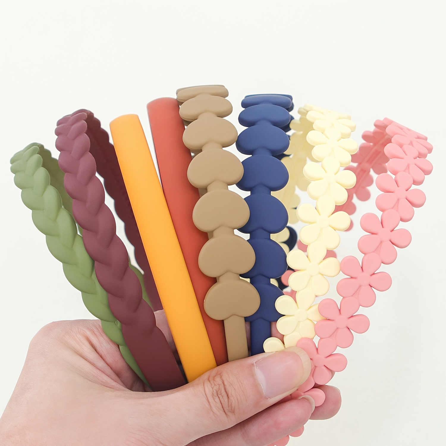 8pcs Set Of Frosted Candy-colored Flower And Heart Hairbands, Sweet And Cute Hair Accessories For Face Washing And Dressing