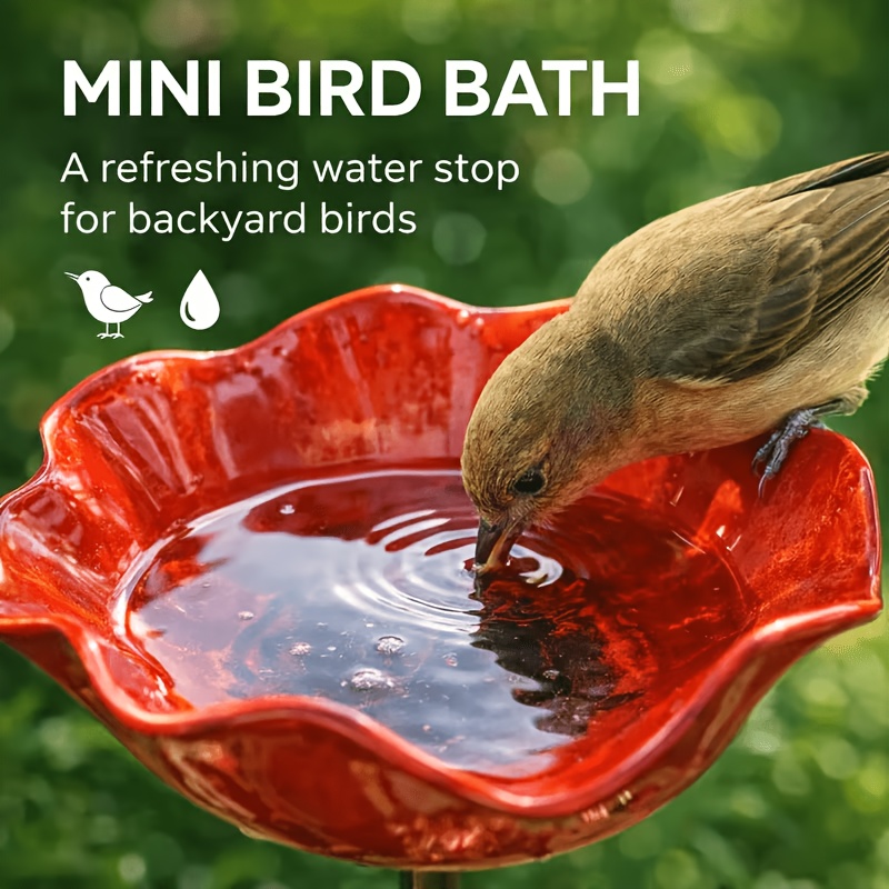rust proof decorative metal flower garden stake bird bath and feeder stand for outdoor backyard no battery needed     perfect gift for bird lovers