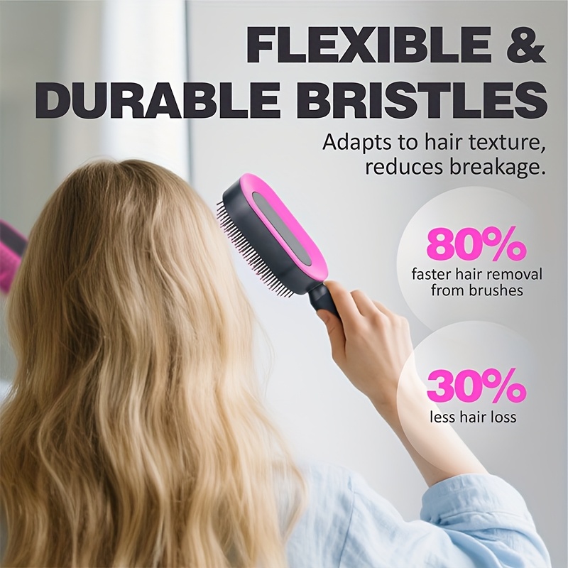 1pc Cepillo Desenredante de Presión para Limpiar con Puntas de Masaje y Tecnología -Nudos - Cerdas de Nylon Resistentes para Suavizado, Control de Frizz, Estilizado de Cola de Caballo - Cepillo para Mujeres, Hombres, Adolescentes, Todo Tipo de Cabello (Hogar y Viaje)