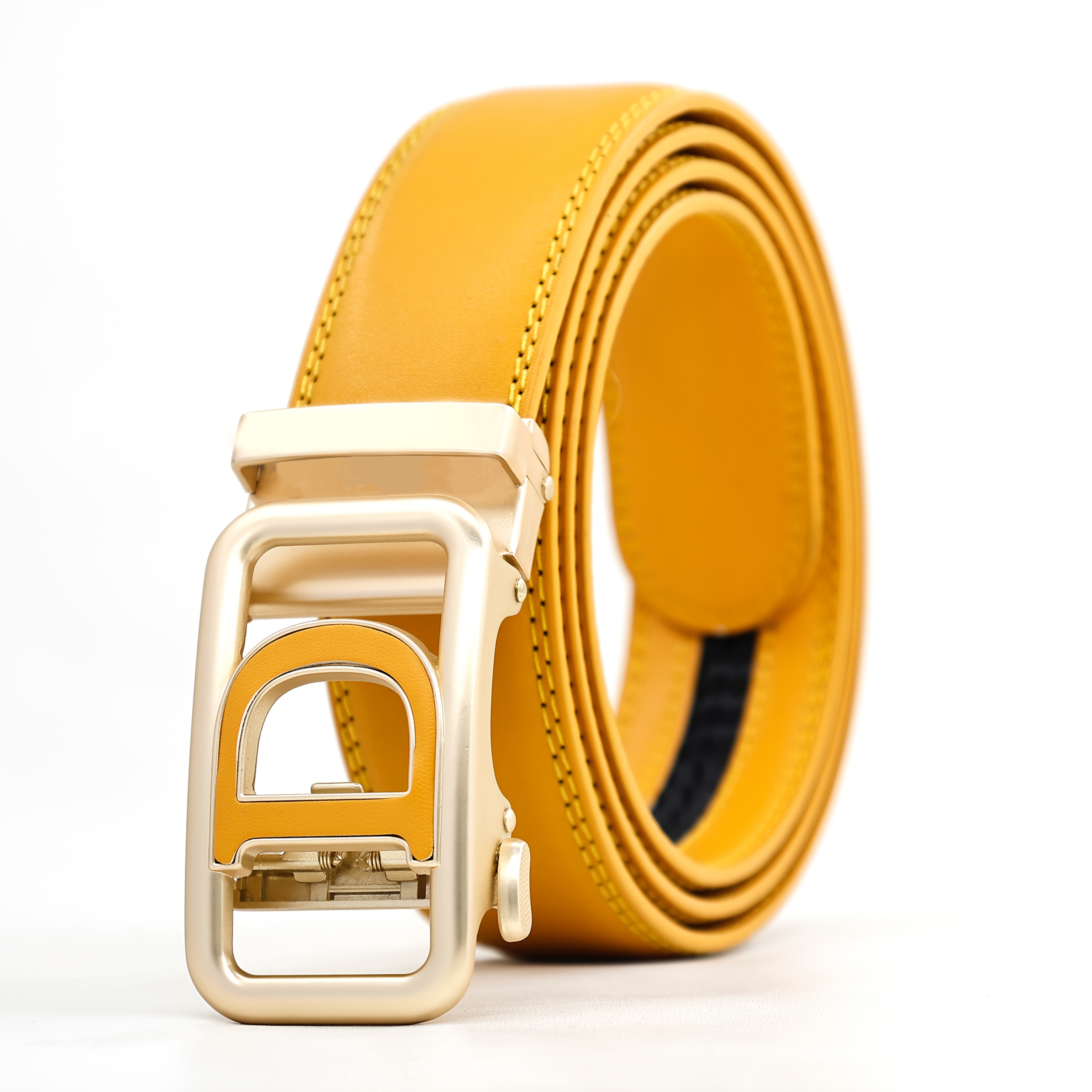 TEMU Ceinture de Luxe pour Homme - Fermeture Automatique - Boucle D en Doré , Couture . Texture de Luxe Discrète, Choix des Élites du Professionnel.