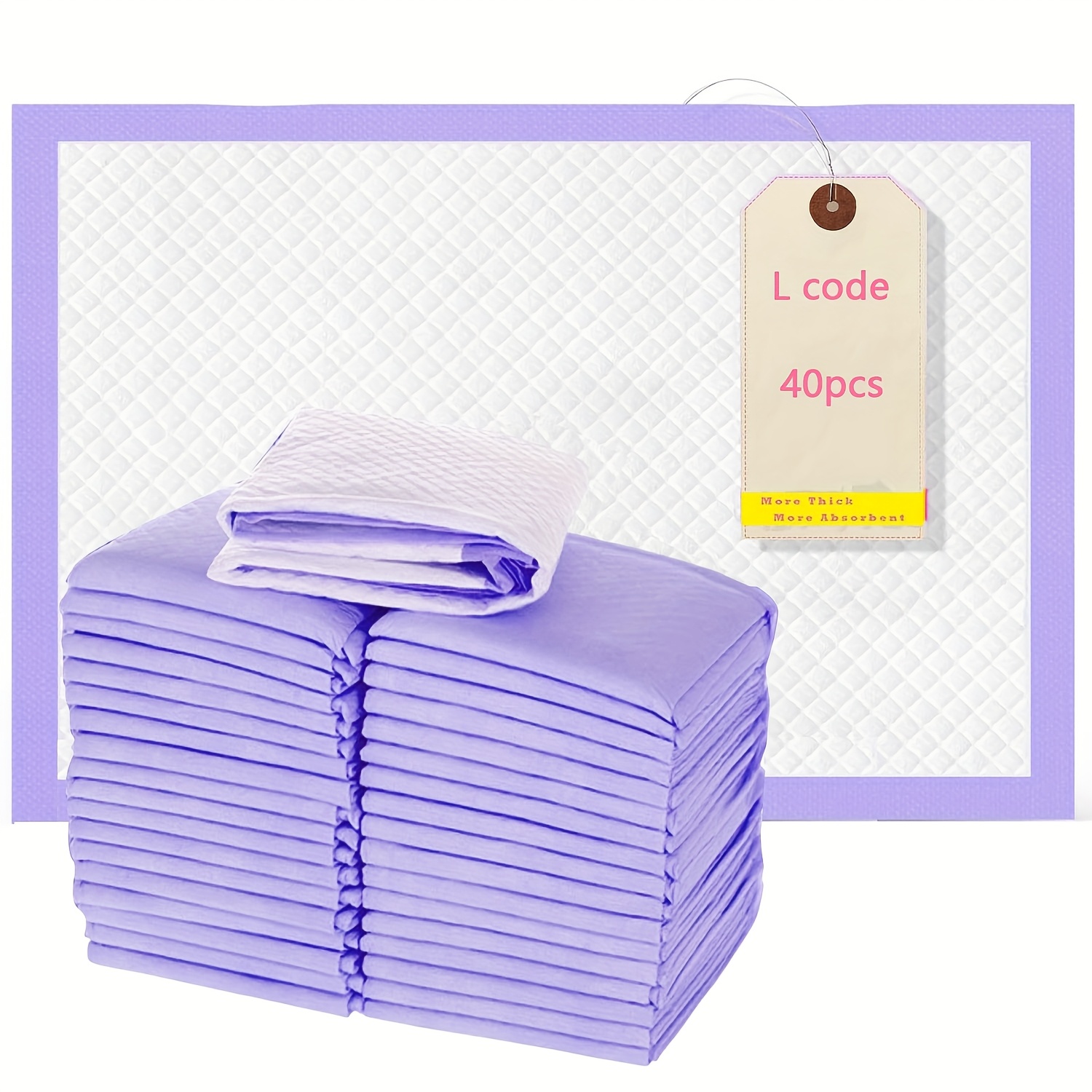 TEMU 25/40/50/100pcs Of Training Pads, Disposable Pet Pads With Adhesive Backing, Thickened Purple Pads For Changing Diapers, Super Absorbent Dog