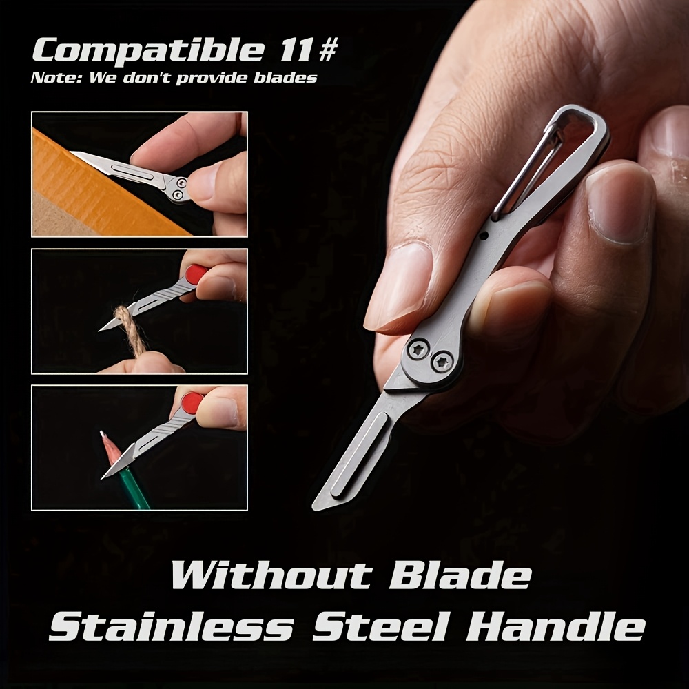 

Mini Handle: 2.36" Stainless Steel Folding Utility Handle -compatible Keychain Art Cutter, Compact For Use, Precision Craft Tool - Without Blade, For Diy Enthusiasts