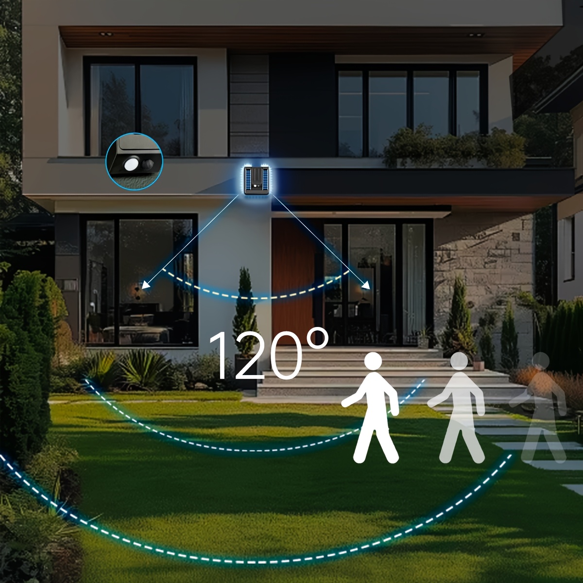 TEMU 1pc, Foldable Solar Motion Sensor Light, 120° Wide Angle Led Wall Lamp, 3 Smart Induction Outdoor Floodlight, Modern Plastic Solar Garden Light