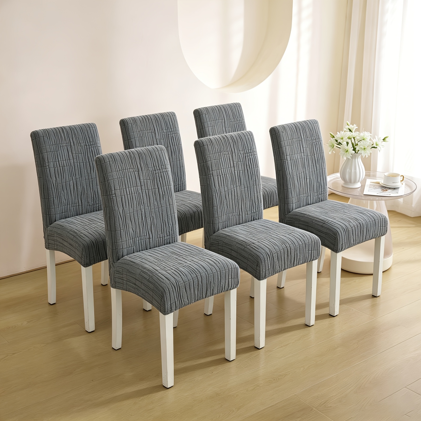 TEMU Stretch Jacquard Dining Chair Covers, Removable Washable Universal Fit Chair Slipcovers For Hotel Banquet