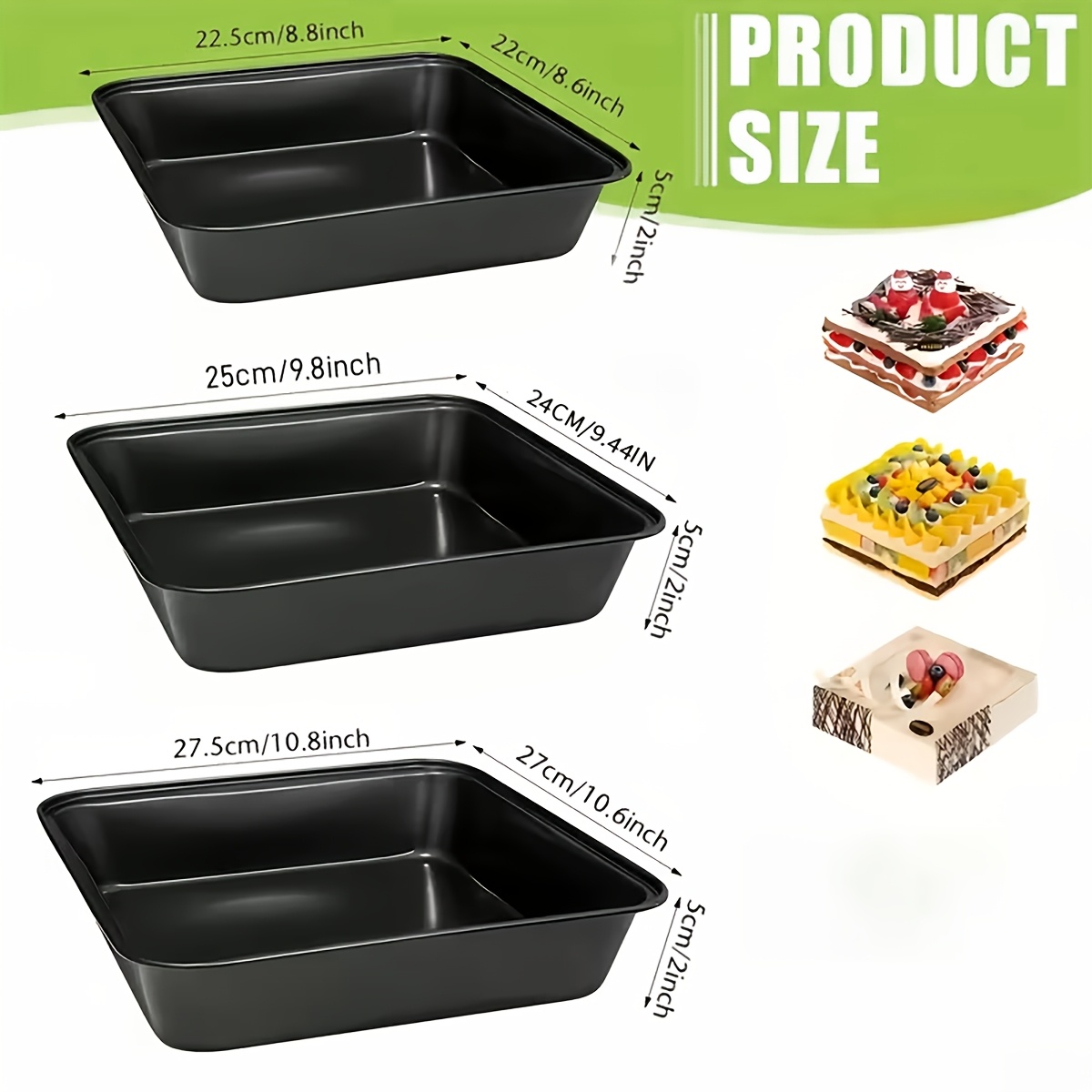 Image of 3pcs Carbon Steel Baking Tray Set - Easy To Clean, Rust-resistant, Featuring Of 3 Sizes For Home Use, Safe For Food Contact, And Durable. Ideal For Making Cakes, Bread, Toast, Pastries