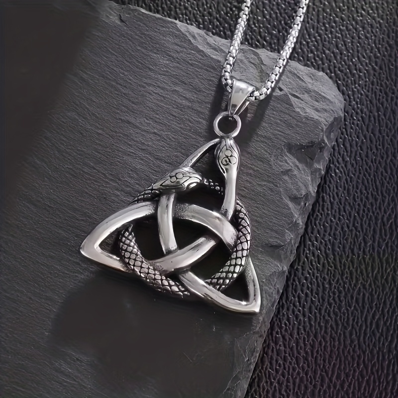 Women's Viper Trinity Pendant Necklace, Nordic Celtic Amulet
