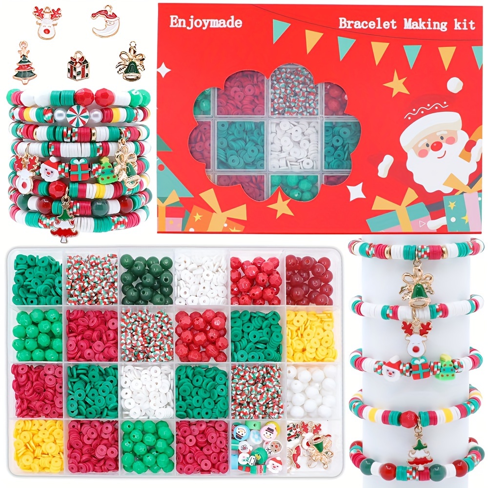 

2425pcs Christmas Kit - Red & For Diy Bracelets, Necklaces, - Box Set