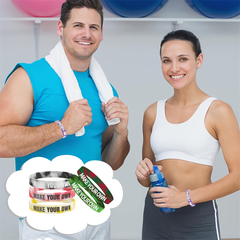 16pcs Silicone Bracelets with Custom Letter Patterns, Lightweight