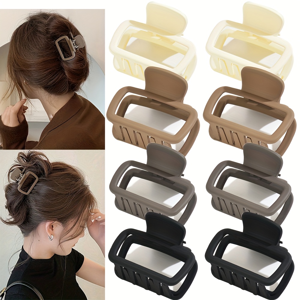 TEMU 8 piezas/juego de pinzas para el cabello acrílicas, pequeñas, , cuadradas huecas, geométricas, pinzas de tiburón, pinzas para el cabello,