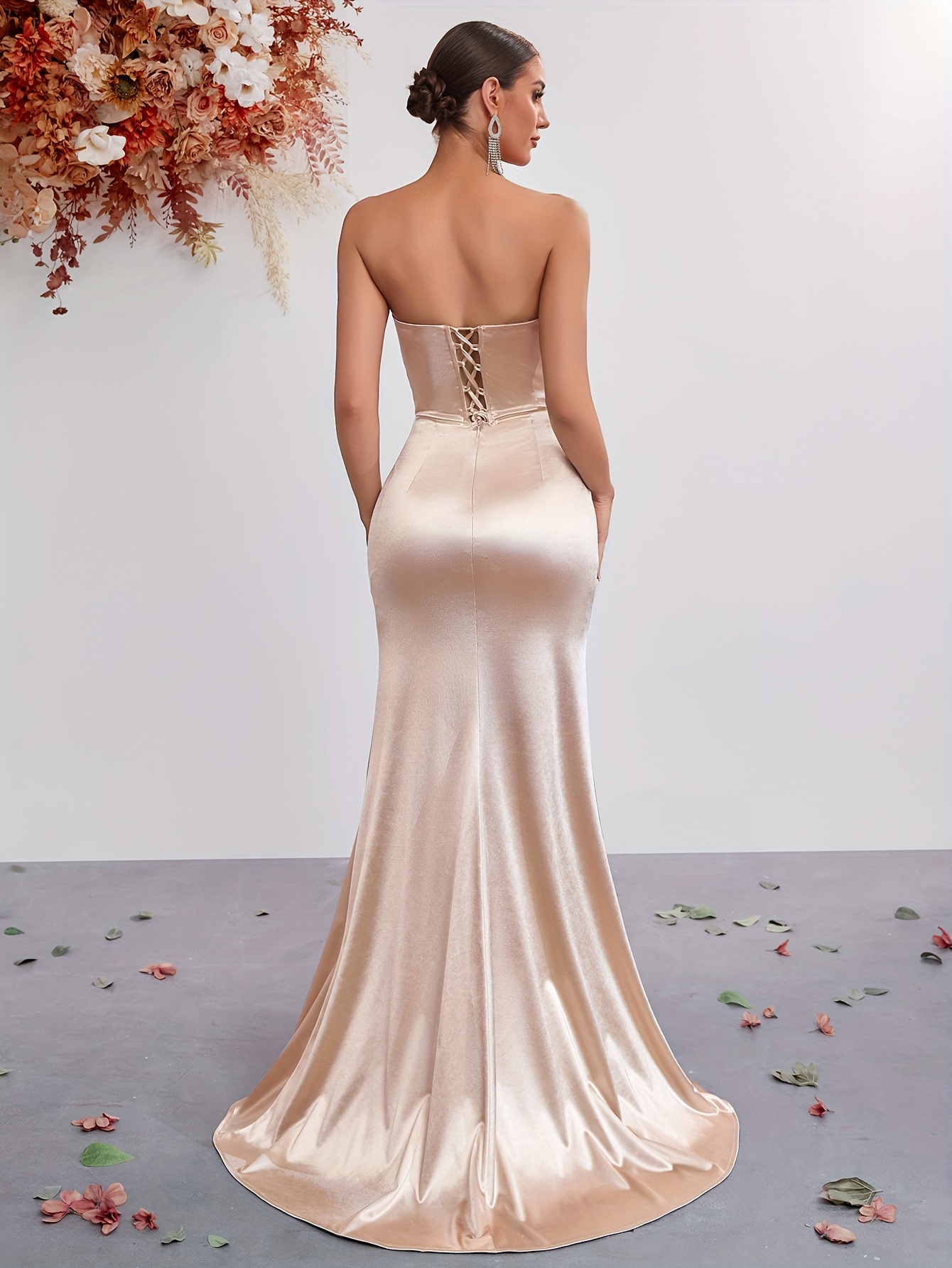 vestido noche formal mujer beige/rosa /colores pastel Temu Spain