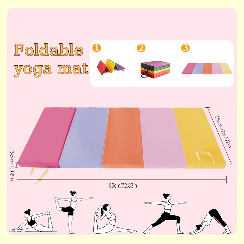 New Enlarged And Widened 72.83in Five-fold Sports Mat With Handle, Five-fold Gymnastics Mat, Mat, Thickened Turntable Mat, , Gymnastics Mat, Folding Fitness Yoga Mat, Thickened Anti-slip, Gift
