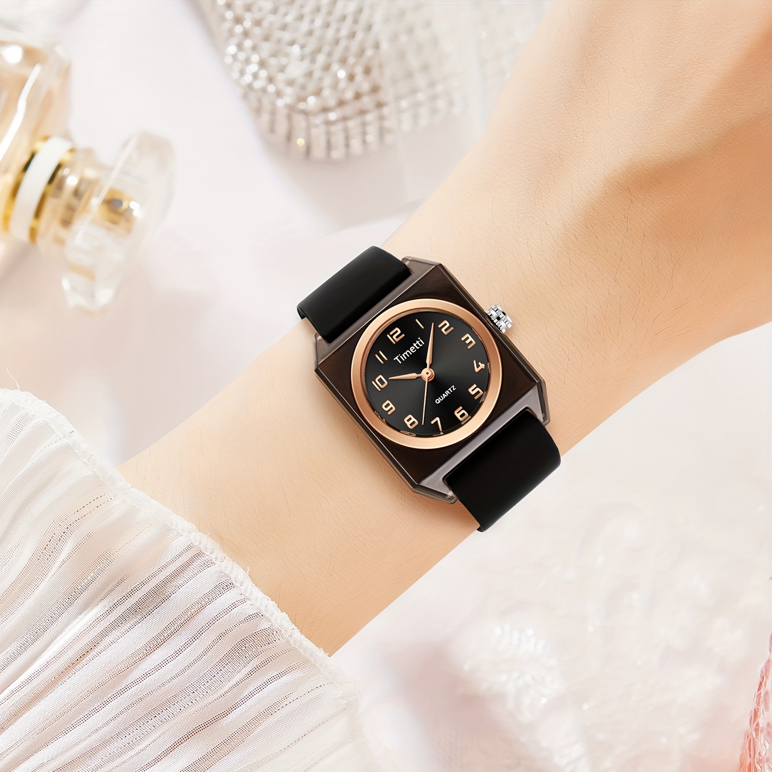 Elegant Womens Quartz Watch Vintage Inspired Square Dial