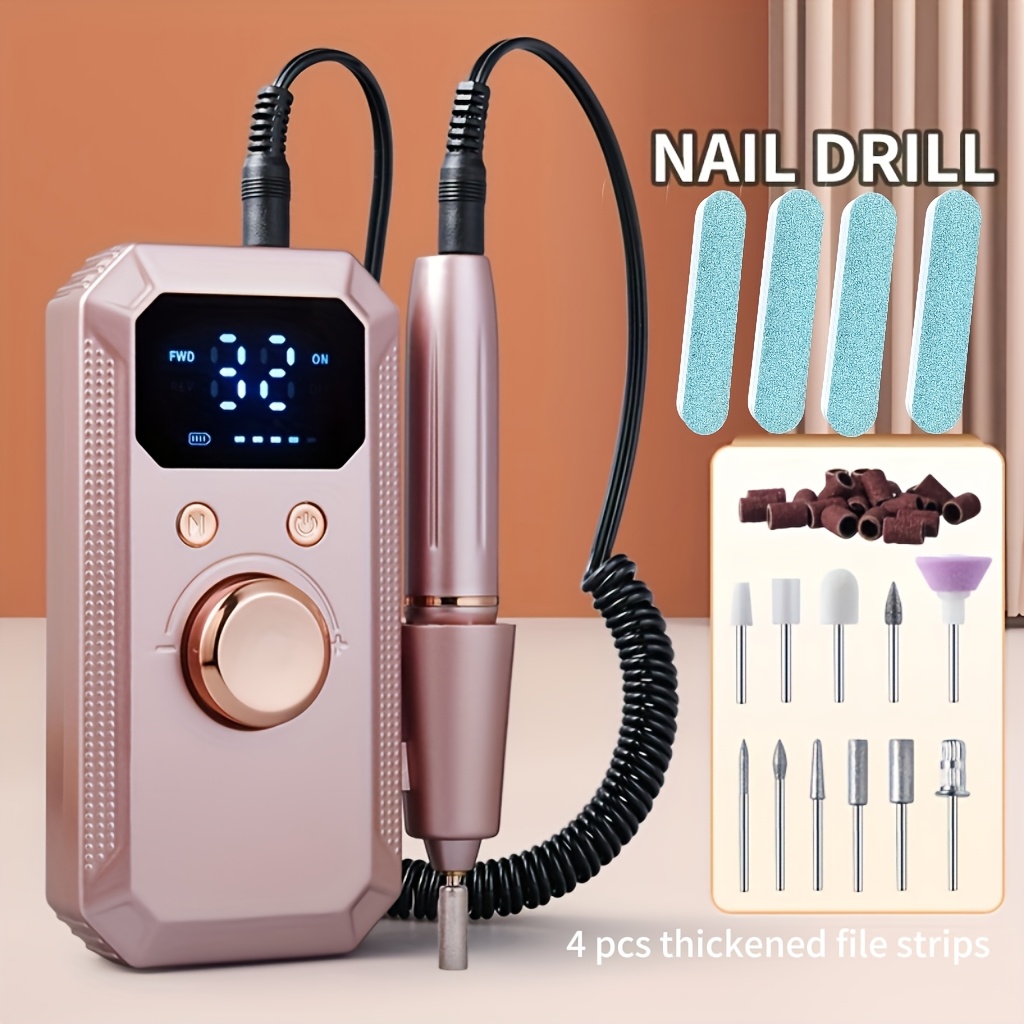 TEMU This Electric Nail Grinder Is Rechargeable And Comes With 11 Grinding Heads And 20 Sanding Rings, Perfect For Salon Use At Home, Making It A
