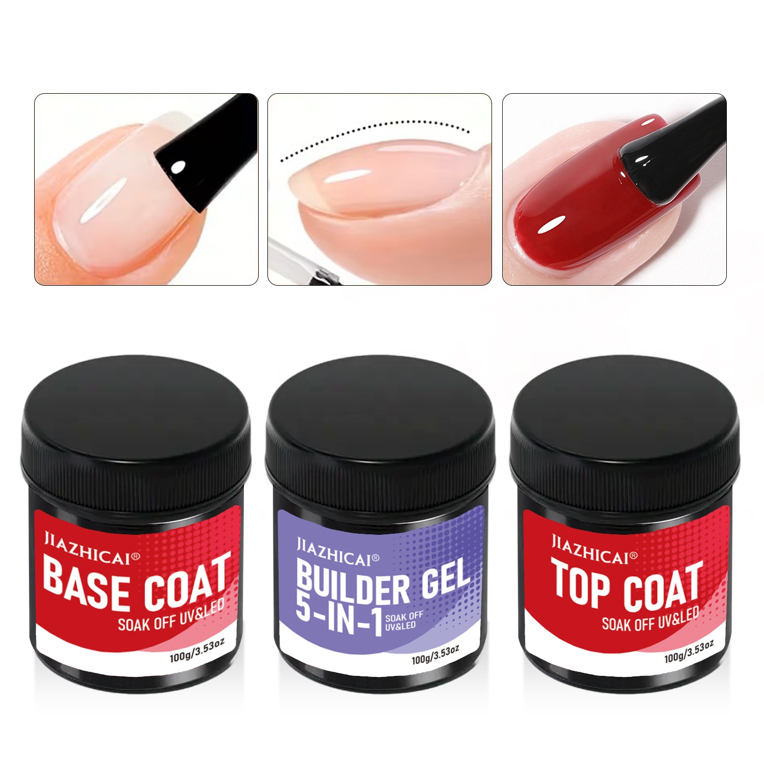 Image of 100g/3pcs Builder Gel Base Coat Gel Set, Multi Functional Thickening Building Nail Extensions Soak Off/led Lamp Required Nail Art Diy Gifts For Women
