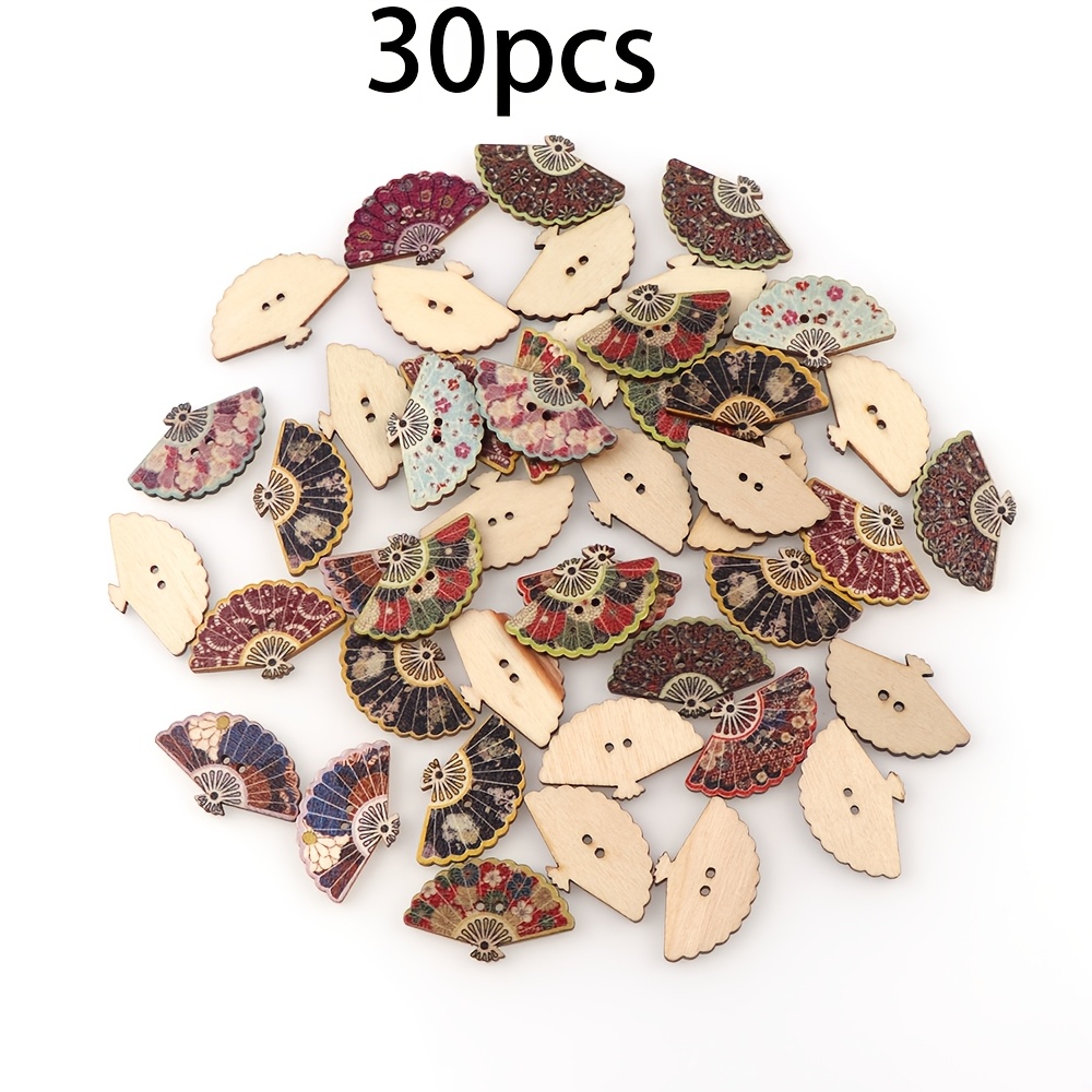 Summer -e Fan Retro Handmade Decoration Buttons 30pcs