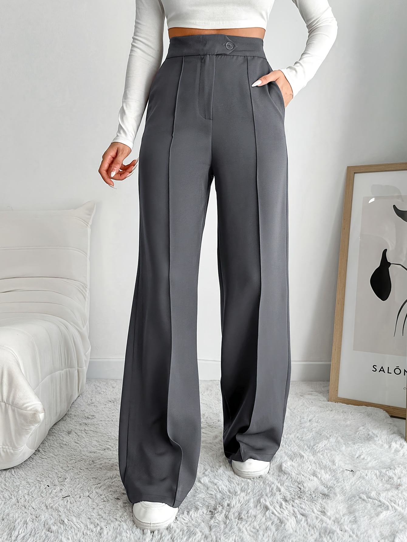 tailored development - dames grijs rechte pijp zakbroek 437 0
