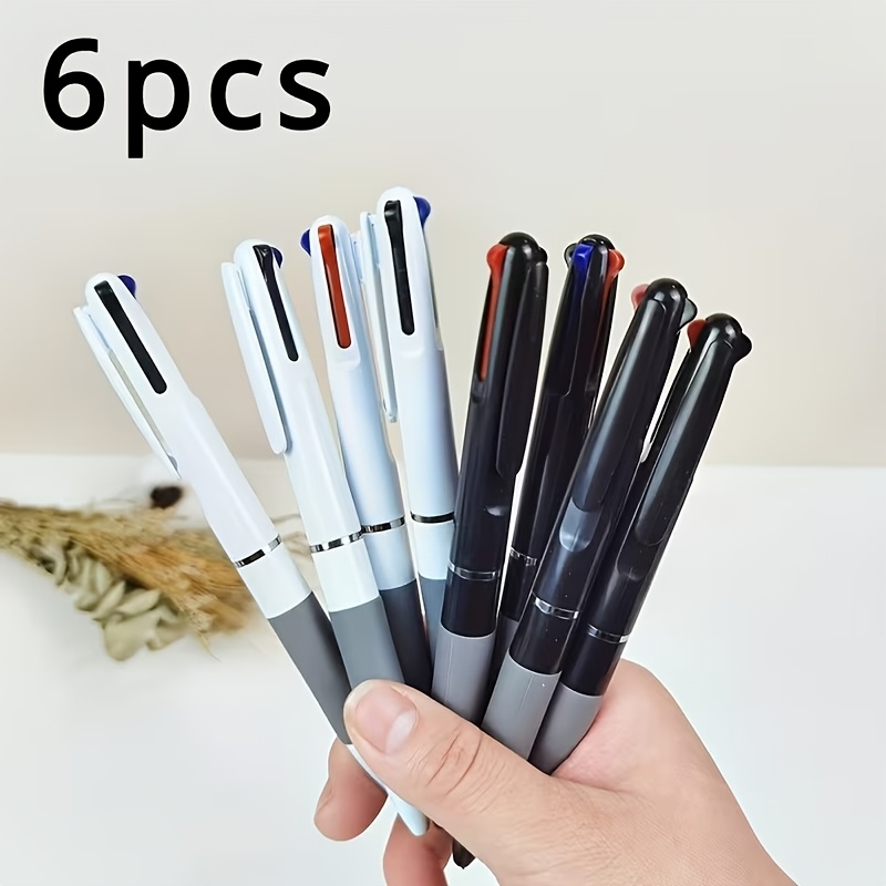 Image of 6 Pack Retractable Ballpoint Pen, 0.7mm Medium Tip, Press Type 1 Plastic Pen, Suitable For Office And School Use- Black And White Pe