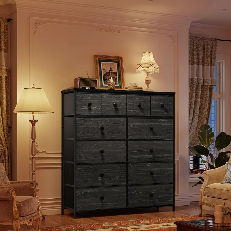 black 12 drawer dresser Americana Farmhouse 12 Drawer Chesser (Black)