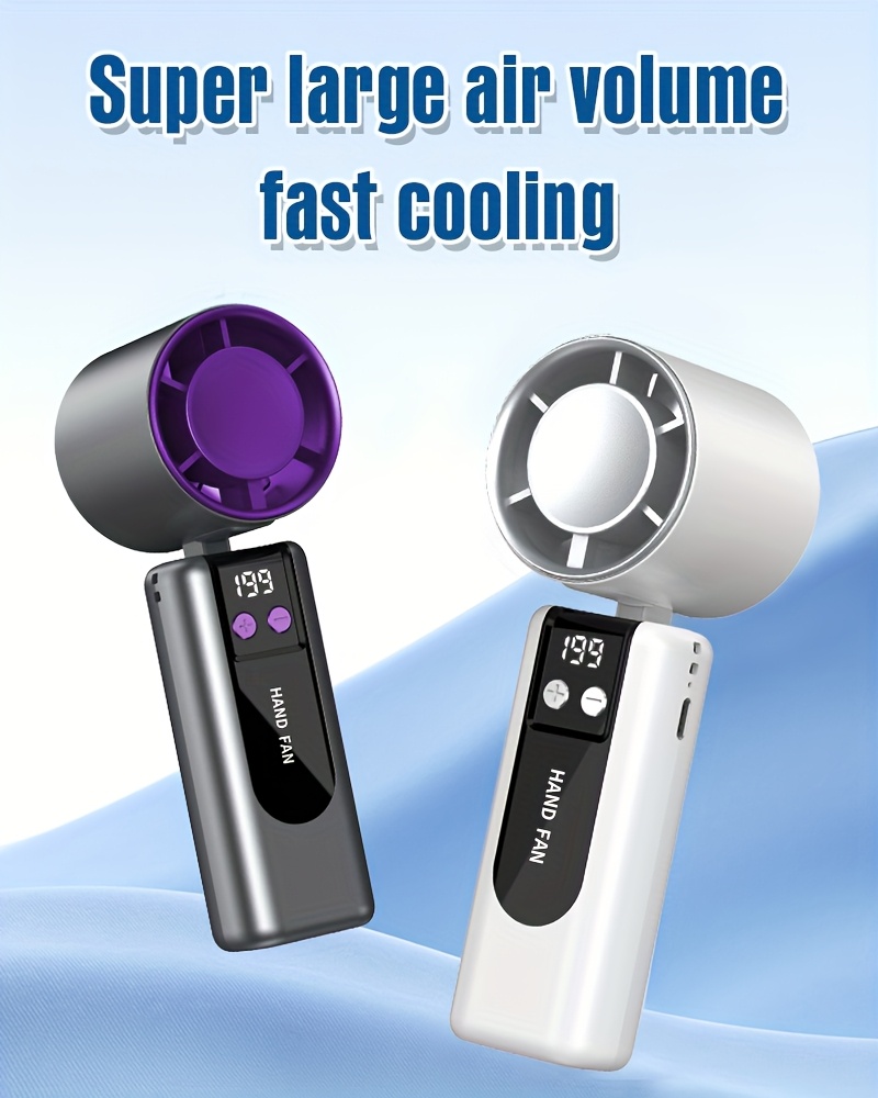 2025 new rechargeable handheld usb turbo fan mini semiconductor turbine fan with lithium battery long powerful wind generator 90 degree foldable design power cord wearable style 199 speed settings quick cooling technology lightweight for home and outdoor use Product details 2