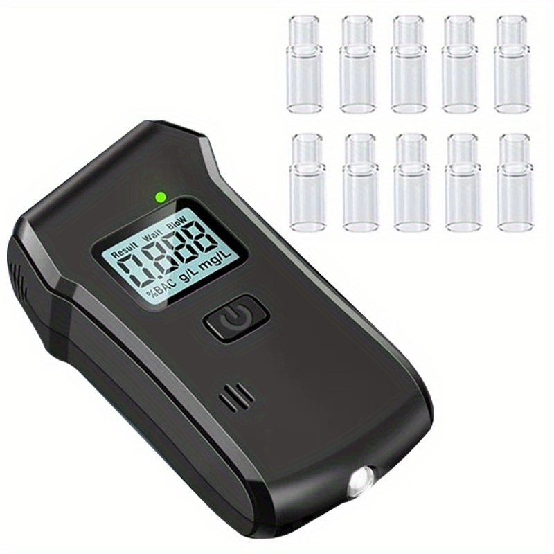 Personal Drive Pro Portable Breathalyzer with LCD Screen & BAC Tester - High-Accuracy Blow Alcohol Detector, Sound/Visual Alerts, Compact for Driving, Sobriety Testing, Parties, - Compatible with 10 Mouthpieces ( - Image 4