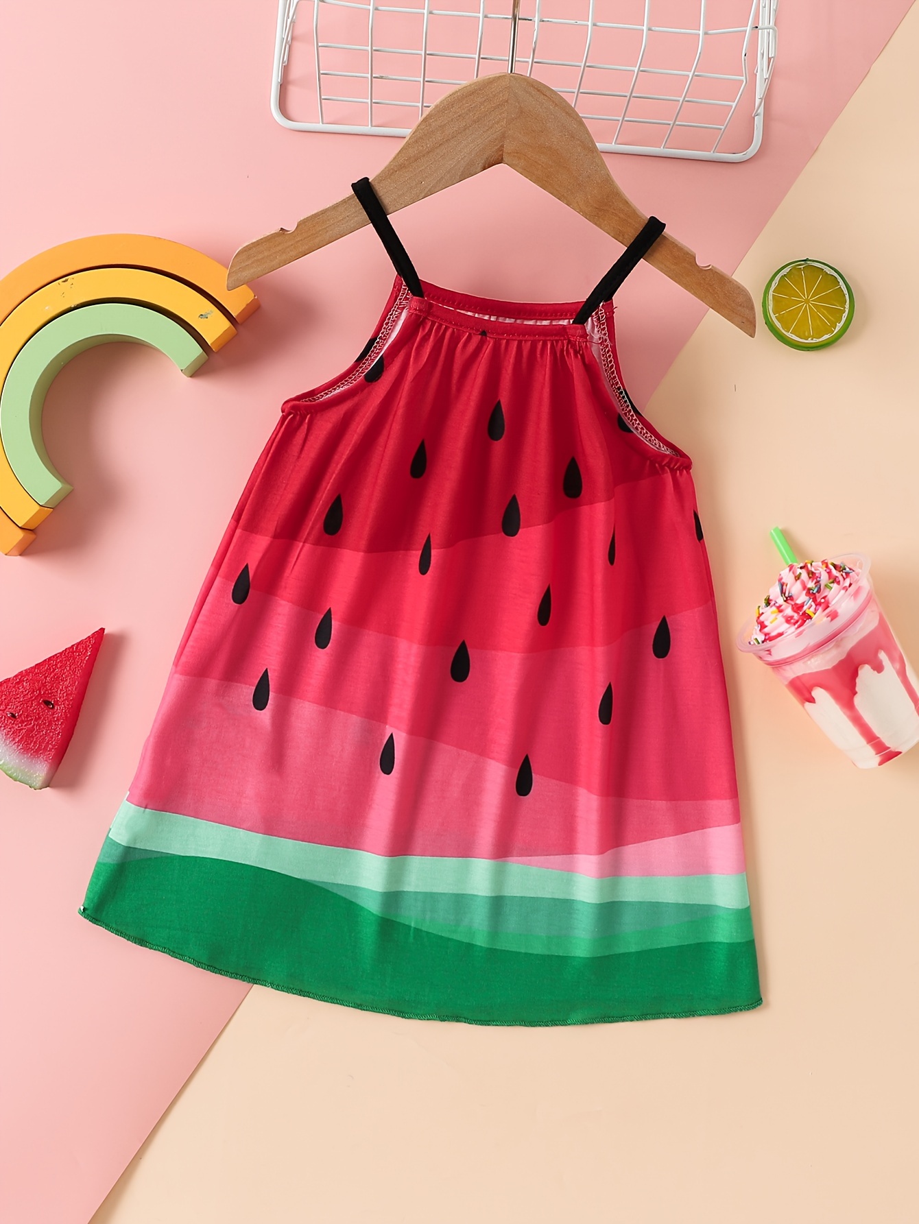 Toddler Kids Watermelon Pattern Dress Cute Sleeve Temu Canada