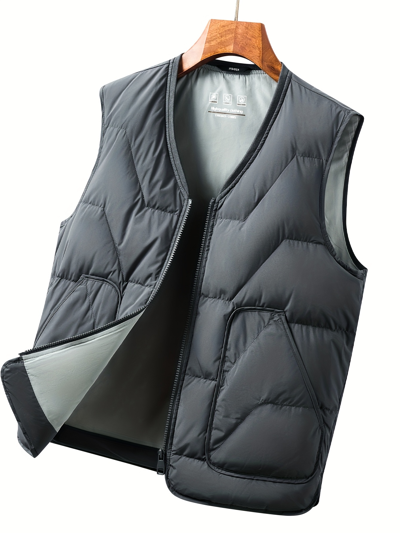 90 duck series lined inner layer mens winter zipper v neck - Temu