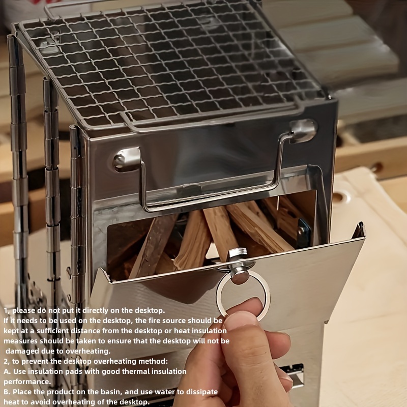 prenosna zložljiva peč na drva za kuhanje na prostem, robusten lahek štedilnik na drva iz nerjavečega jekla z žarom za nahrbtnik bbq piknik sports & outdoors