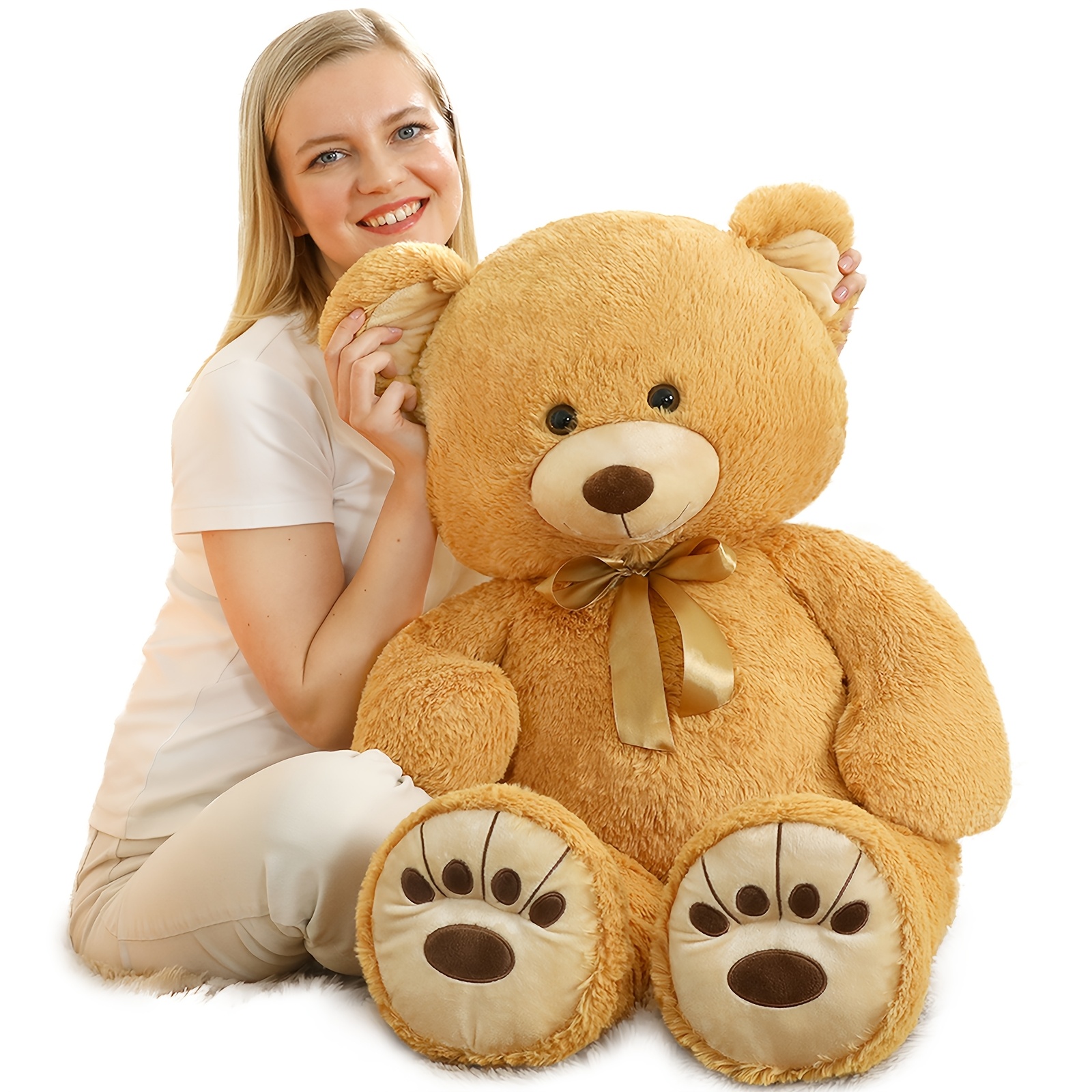 Image of Morismos 35.4in Bear Stuffed Animal, Teddy Bear Plush, Cuddly Large Bear Gift For Women, Girls, Boys Birthday, Christmas, Baby Shower