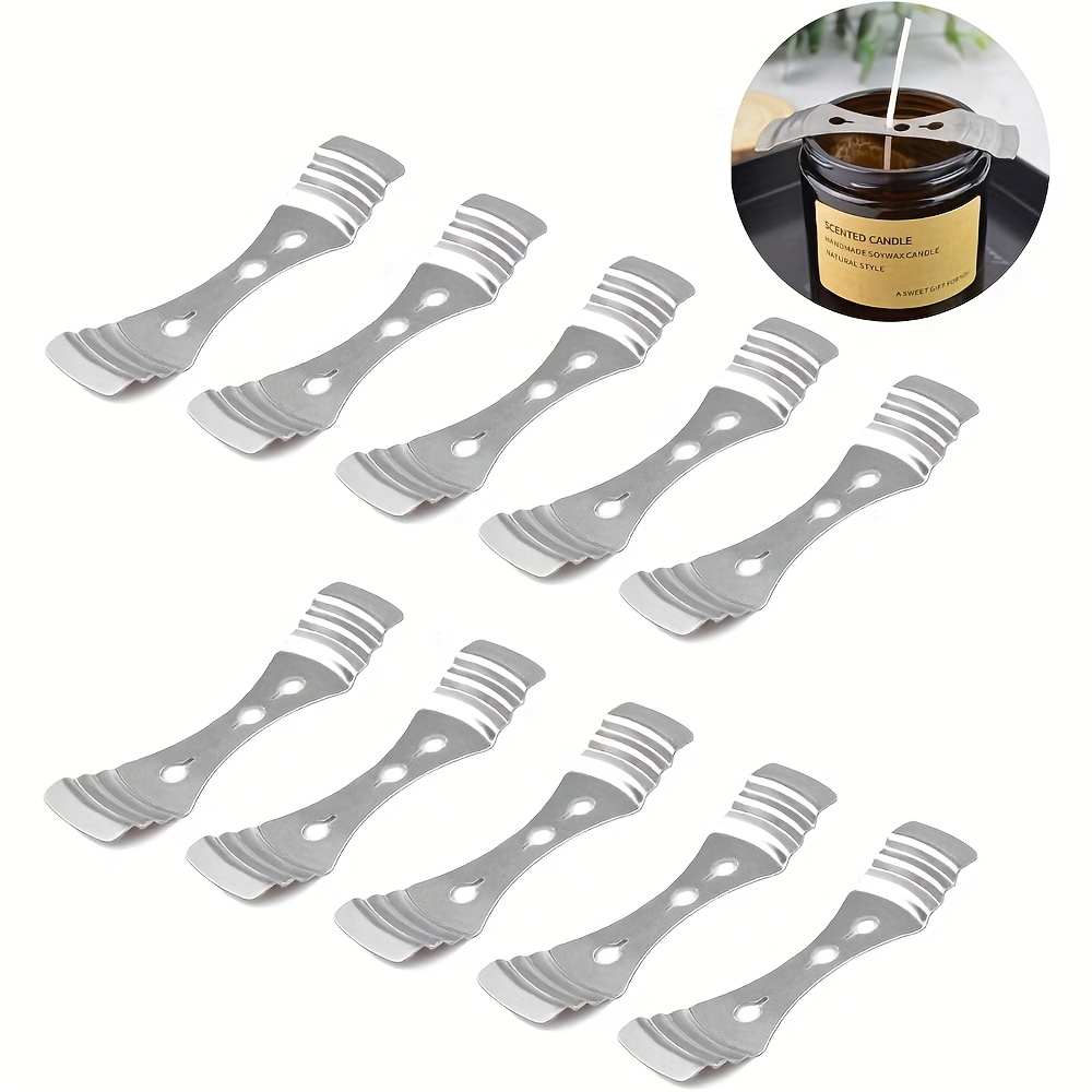 New 10pcs Metal Candle Wick Centering Set, Silvery Stainless Steel Candle Wick Holders For Candle Making