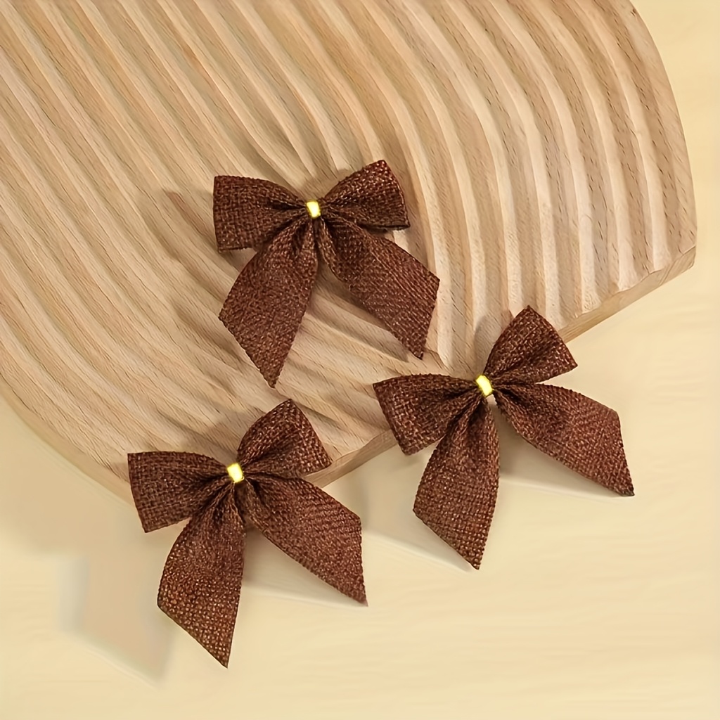 TEMU Vintage Kerst Jute Strikken, Levendige Lint Strikken Collectie, Handgemaakte DIY Cadeauverpakking Decoraties, Kerstboom Versieringen, Feestdagen