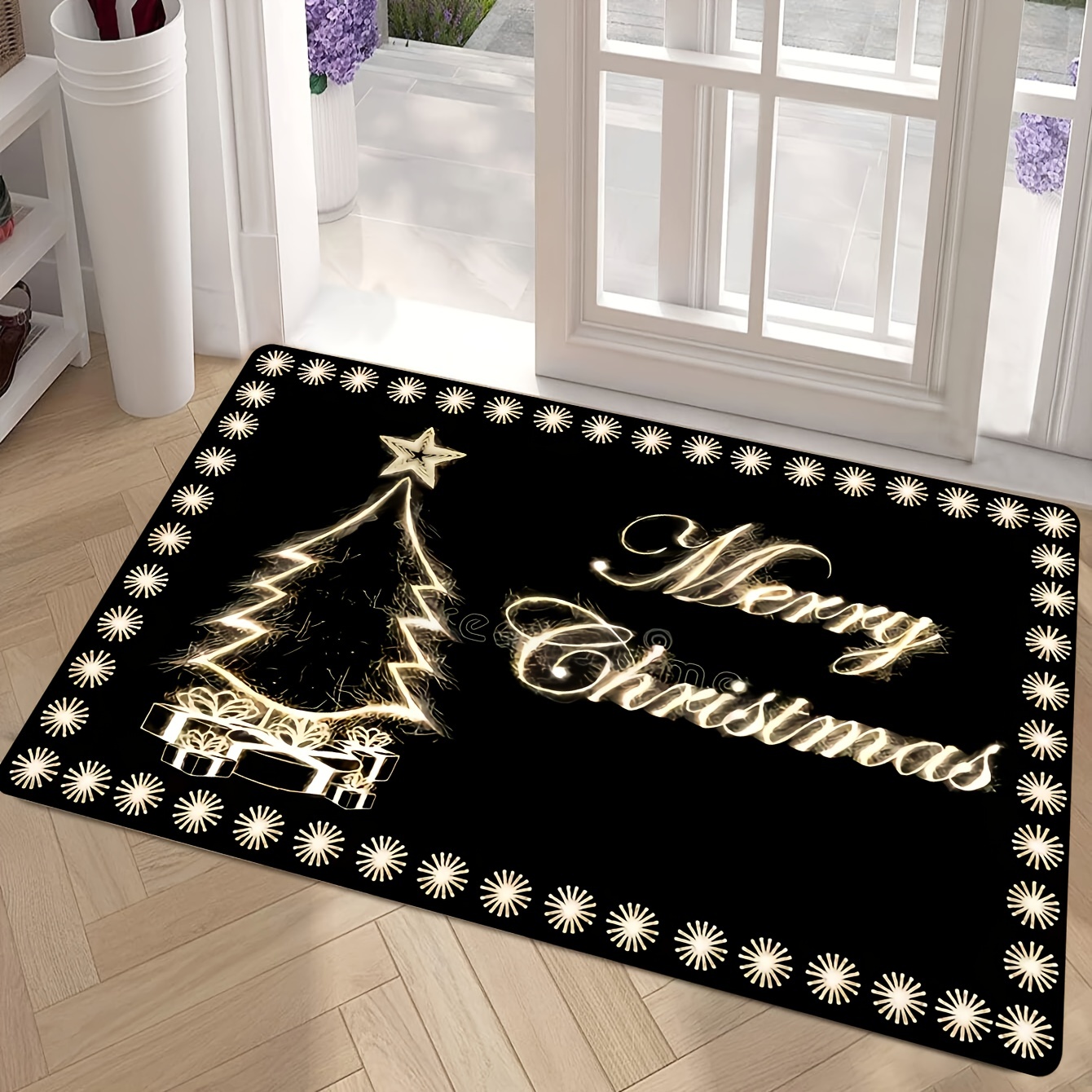 

1pc Christmas Doormat, , & -dirt, Mat, Washable, Low Pile, Rectangular, 800gsm, 1cm , Christmas Decor