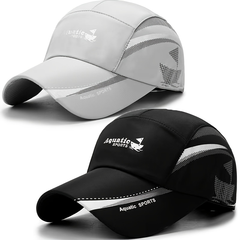 TEMU 2pcs Spring/summer Quick-dry Baseball Cap, Fashionable And Versatile Printed Sailboat Outdoor Fishing Hat, Mountaineering Cap, Sun Duckbill Hat,