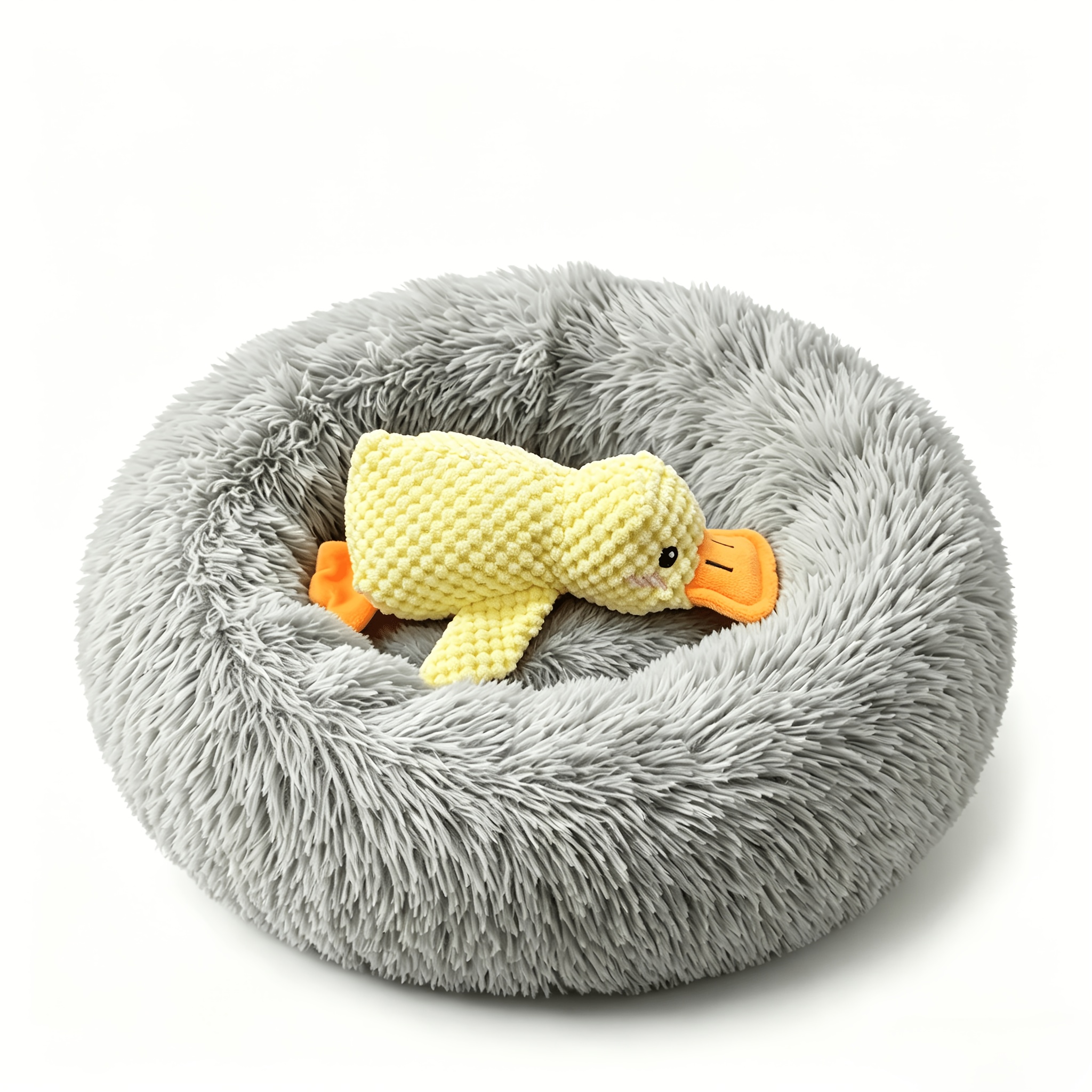 TEMU 2pcs - Round, Comfortable And Warm Pet Nest, With Free Yellow Duck Included Purchase. Soft Polyester Pet Bed, Made Of High-quality High-density