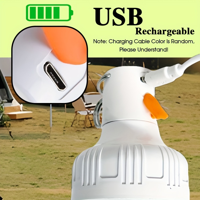 1pc Portable LED Fishing Bulb,Searchlight with Hook for Travel Adventure,Climb Mountains,USB Rechargeable Camping Tent Lantern,Handheld Emergency Floodlight Lamp for Outdoor Travel