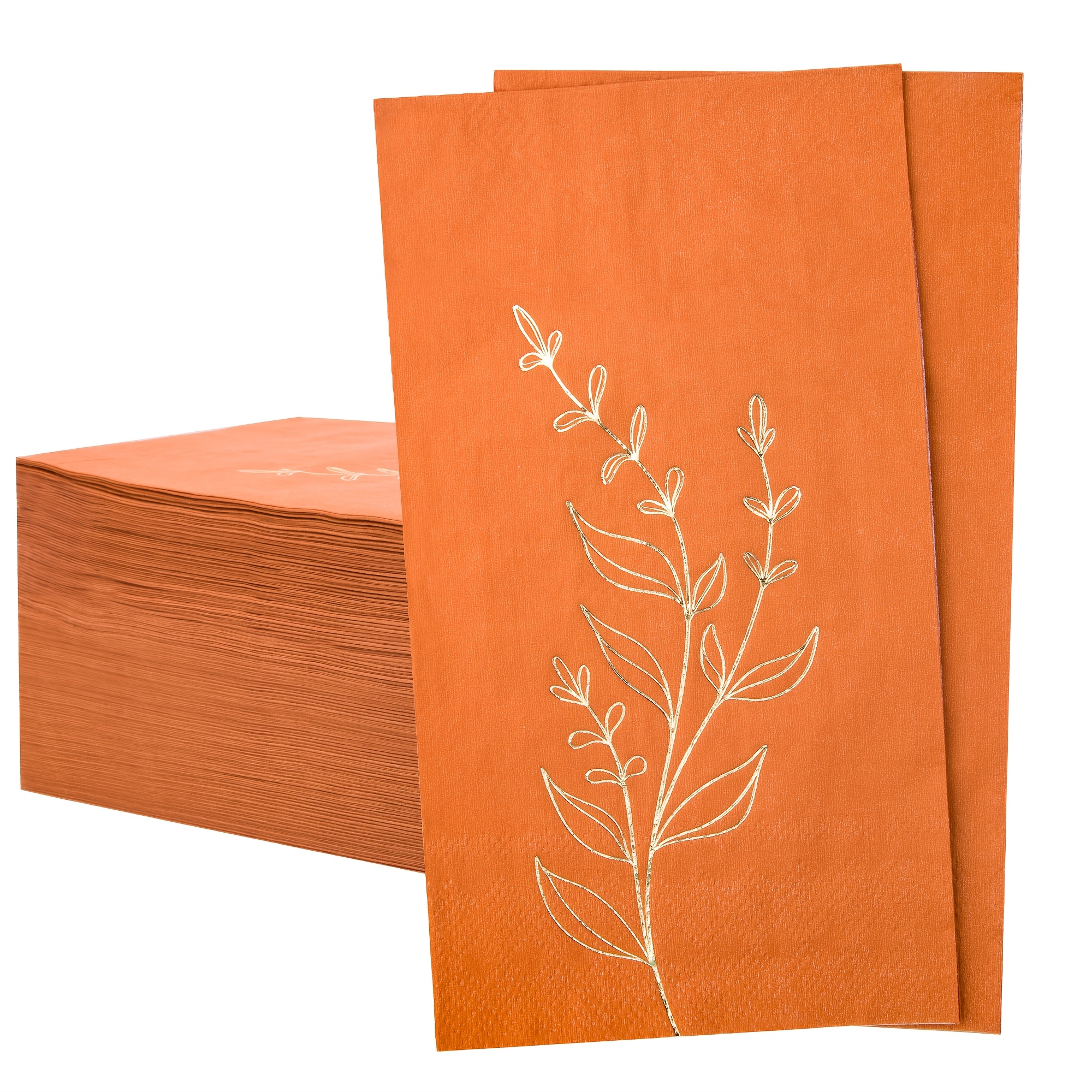 TEMU Lot de 20 serviettes en papier terracotta, 2 épaisseurs, jetables, avec feuilles en , pour dîner, -, anniversaire, fête de mariage, Halloween et