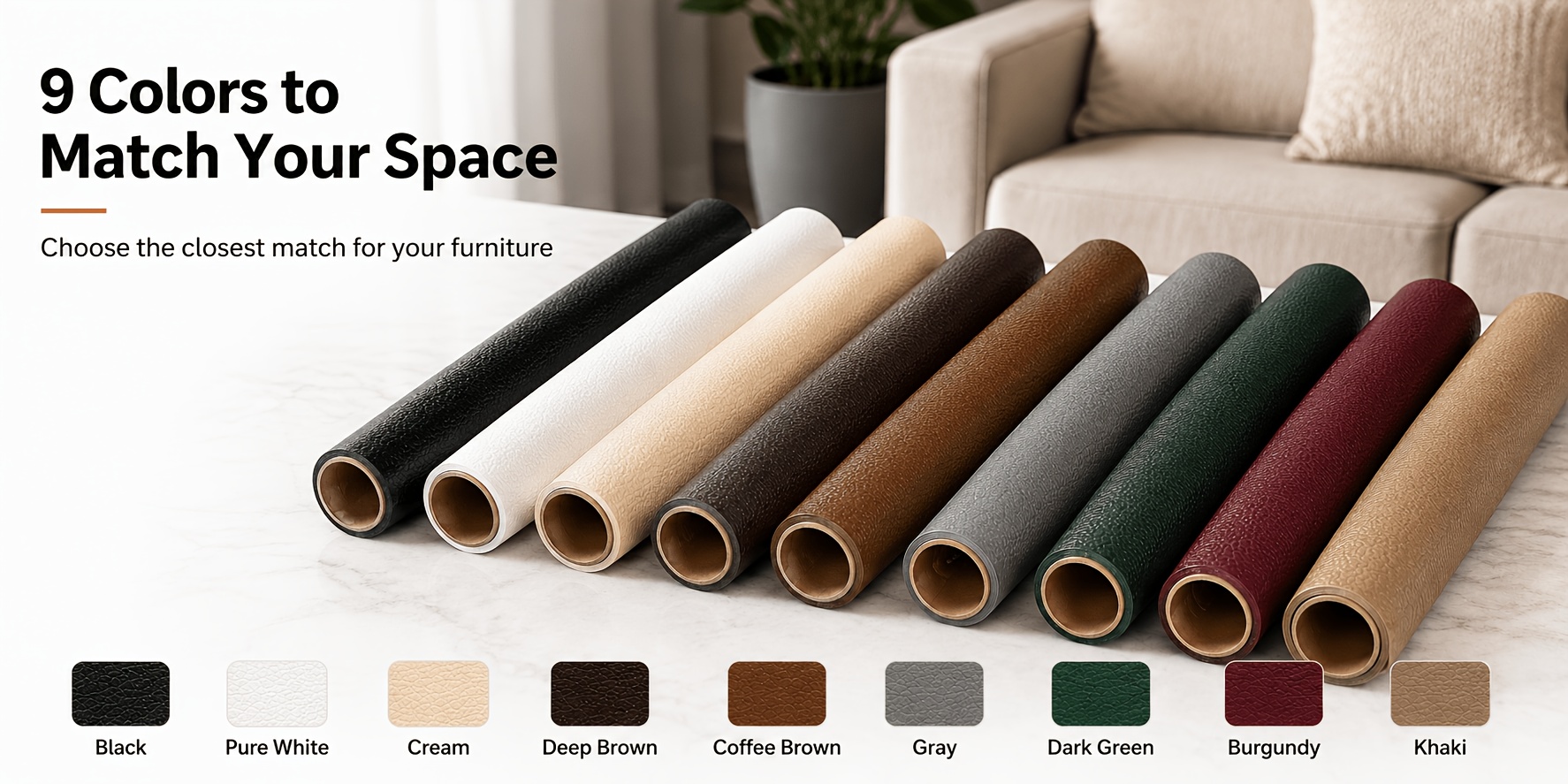 1 Roll Self-Adhesive Leather Repair Patches, Multicolor Leather Sofa Repair, Car Seat Damage Repair Stickers, Thickened Wear-Resistant And Freely Cuttable, Self-Adhesive Backing Suitable for Leather Sofas, Chairs, Headboards
