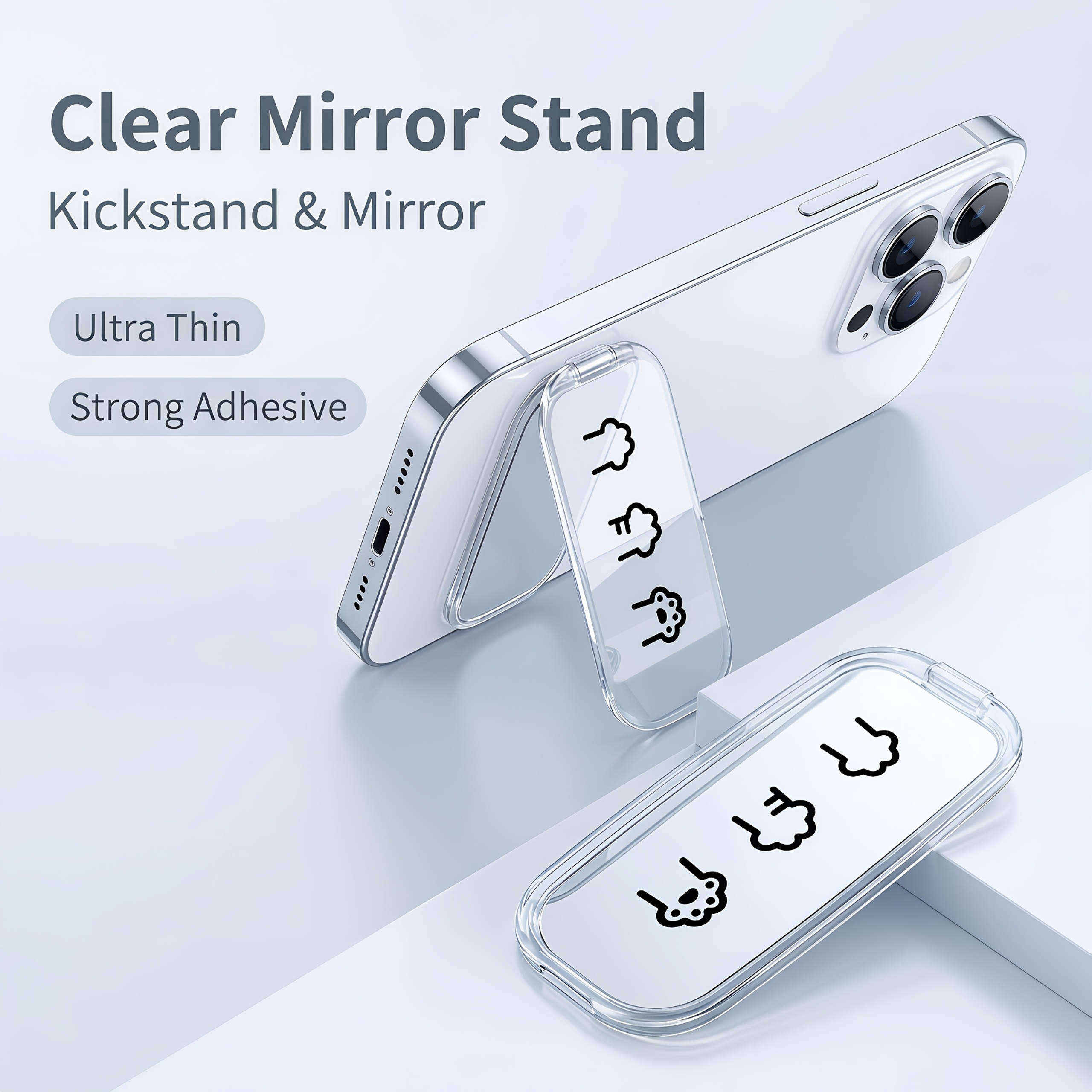 Cat Paw Pattern Transparent Phone Stand, Foldable Design