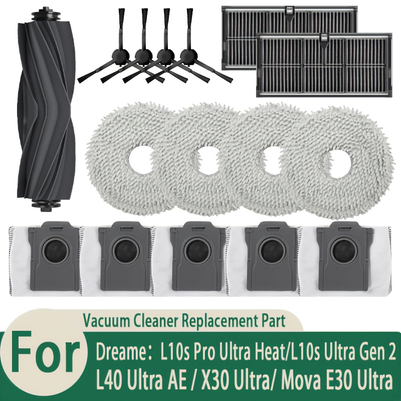 TEMU Kit di ricambio accessori da 16 pezzi per L10S Pro /L10S 2/L40 Ultra AE/X30 Ultra/ E30 Ultra Robot Vacuum e Mop, con panni per mop, filtri HEPA,