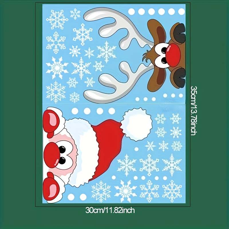 TEMU 2pcs Christmas Snowflake Window Stickers, Glass Static Cling Stickers, Christmas Stickers, Christmas Snowflake And Pattern Stickers, Party