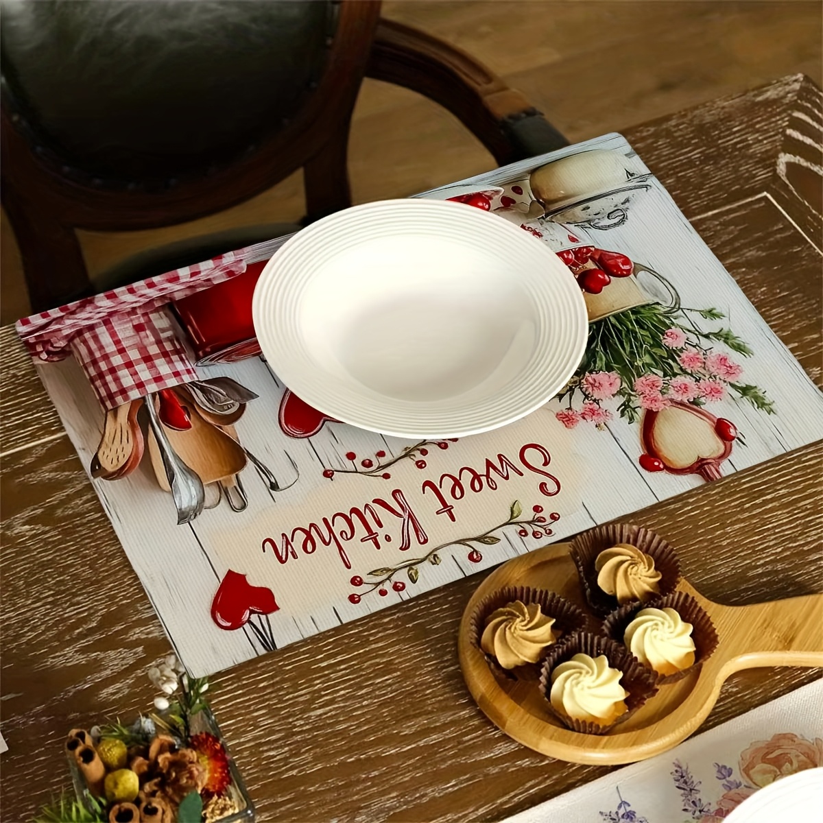 Set Of 4 Rectangular Polyester Placemats For Kitchen Table_voghion.com