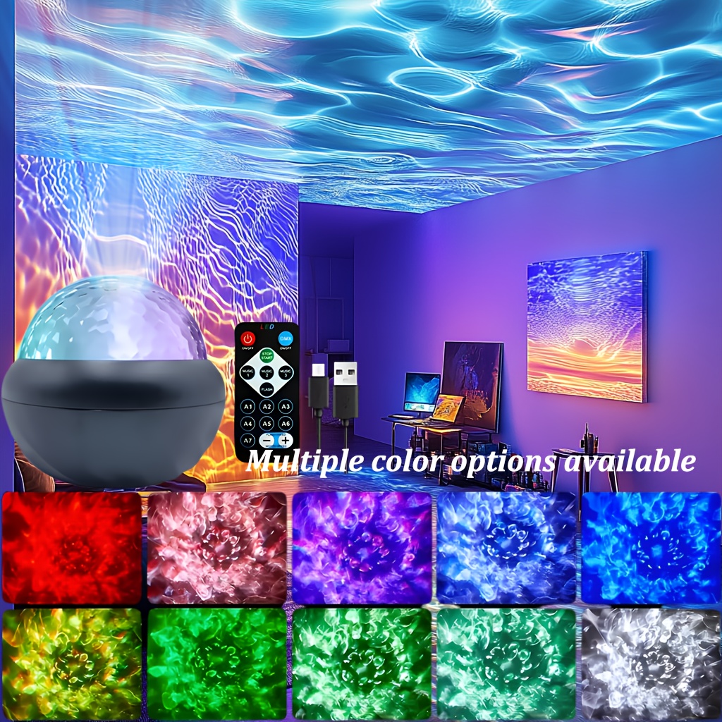   7 color led night light with water   usb powered remote controlled   bedroom ambiance special occasions details 3