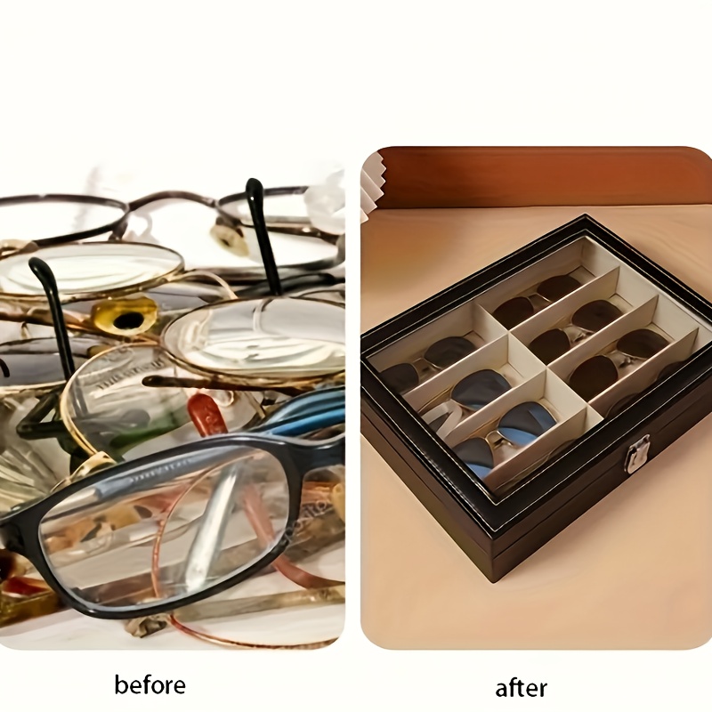 compartment transparent window display case glasses casual Temu