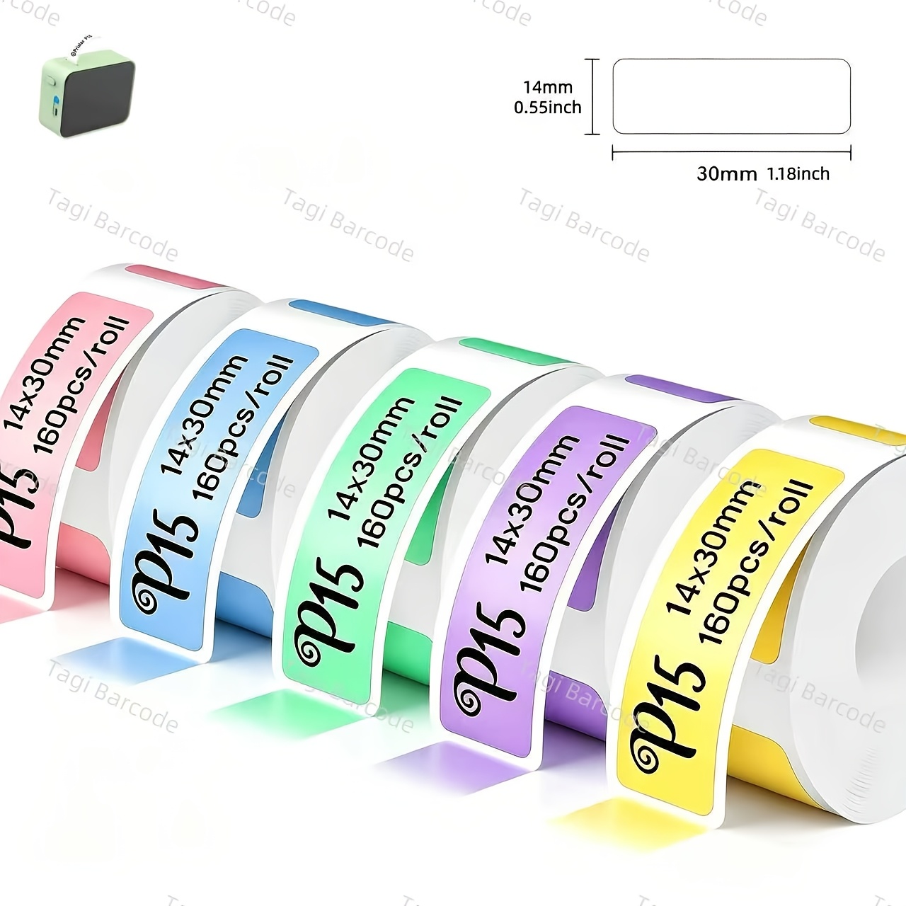 TEMU Mini Printer Labels Suitable For P15/d30/d35 Multi-models, 5 Rolls Of Adhesive Labels, 160pcs/roll, 14x30mm, Thermal Label Printing Labels, 5