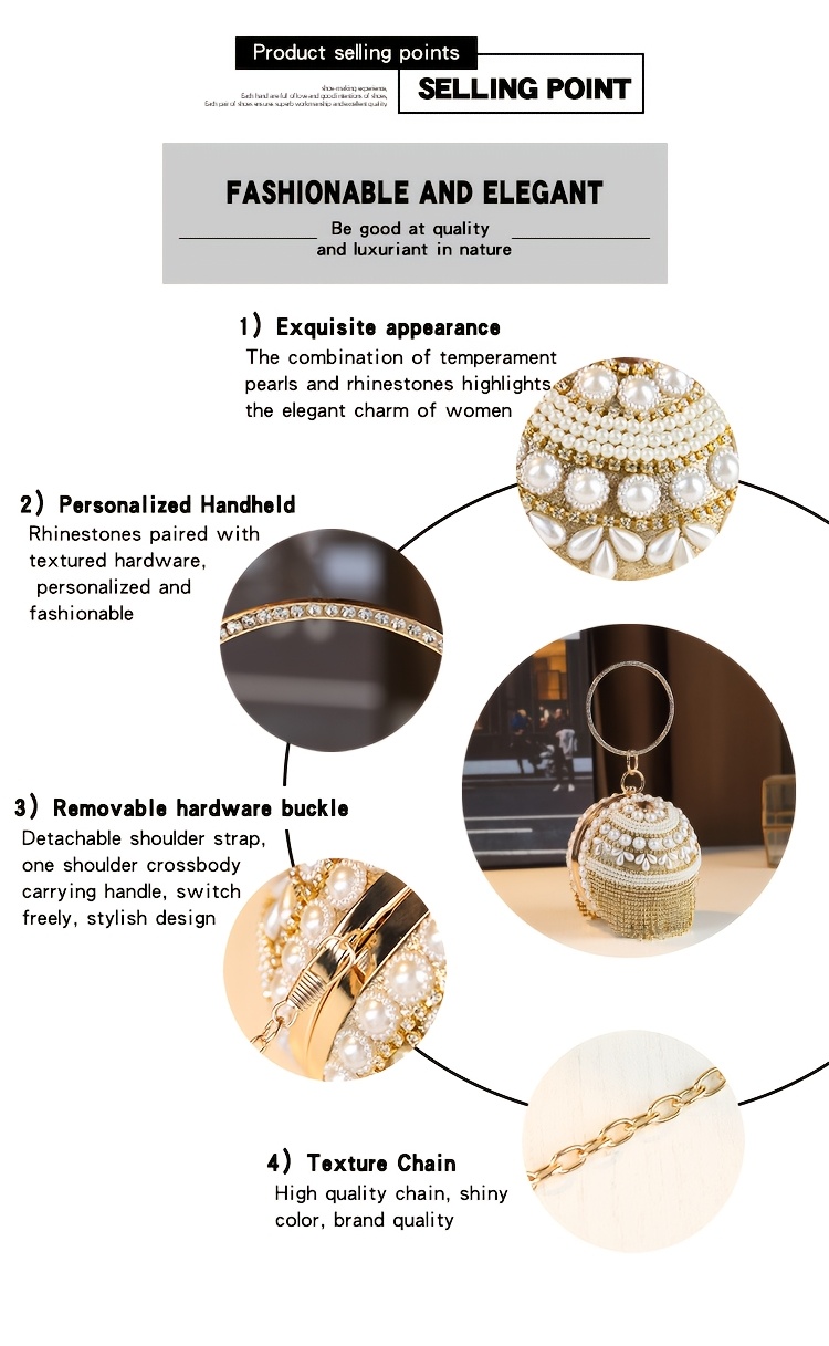 Metal Ball Purse with removable chain strap