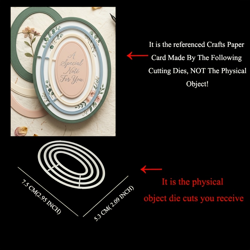 TEMU 1-set Oval Frame Die Cuts Compatible For Greeting Card Making, Cutting Dies With Layered Stencils For Diy Crafts, Wedding Decorations, Christmas