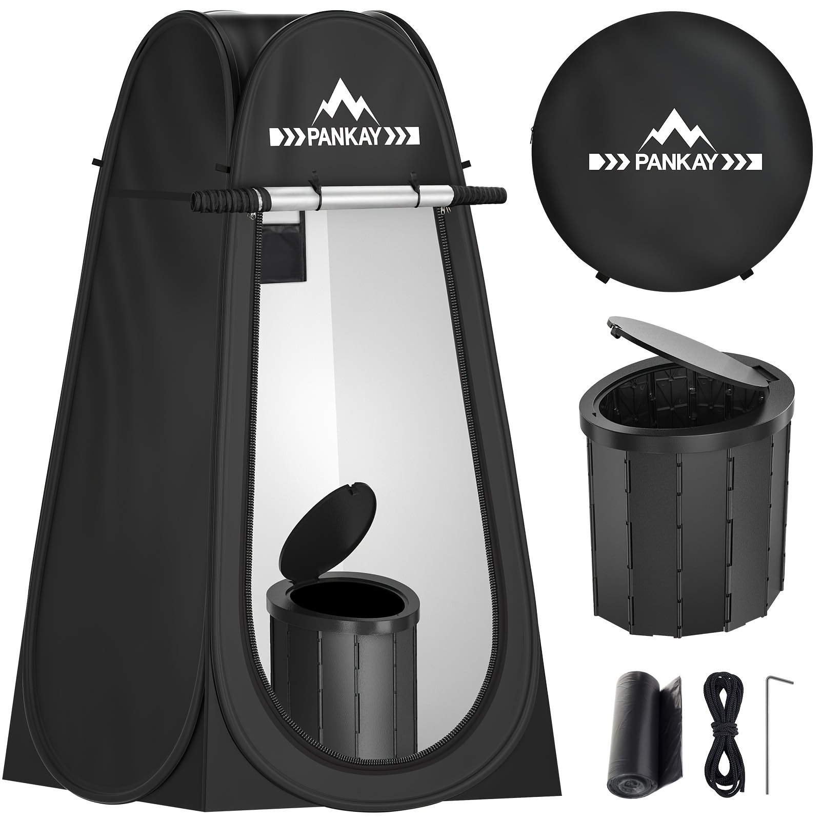 

Camping Toilet With Pop Up Privacy Tent, X Large Portable Toilet Potty For Adults, Outdoor Camping Shower Tents , Instant Pop Up, Washable Foldable Camp Toilet Kit With Carry Bag