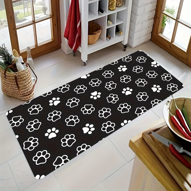 TEMU 1pc Thick 1.1cm Kitchen Floor Mat, Black And White Pattern Floor Mat Thickened Wear-resistant Landscaping Suitable For Room Porch Balcony And