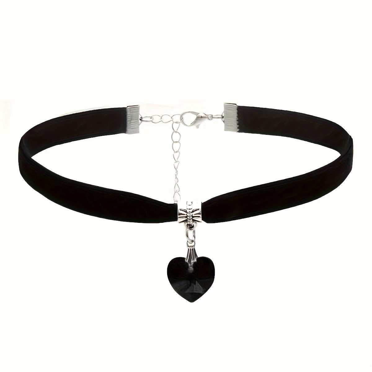 1pc Fashion Velvet Necklace, Heart Pendant Collarbone Chain Heart Neck Jewelry For Women