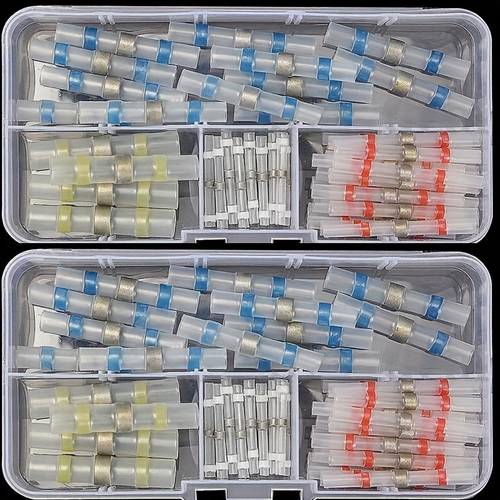 50pcs heat shrinkable solder sleeves thickening solder ring shrinkable tube wire crimp terminals connectors with box pe material for cable management